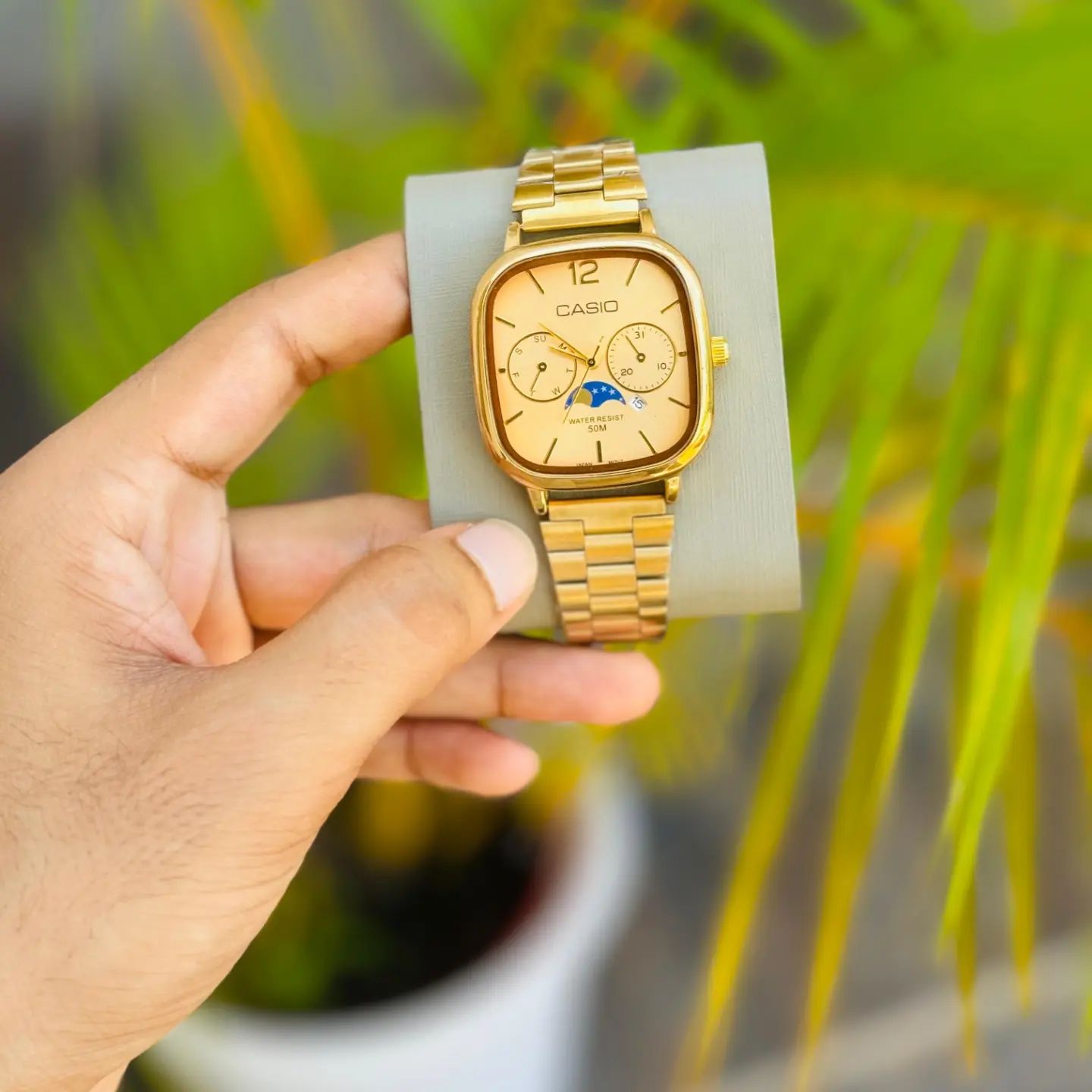 Casio Vintage Moon Phase Square Watch