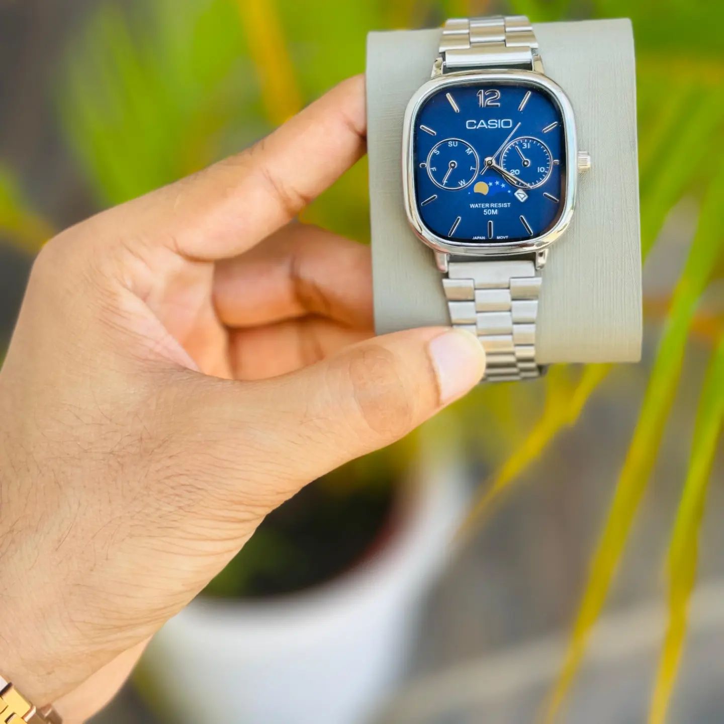 Casio Vintage Moon Phase Square Watch